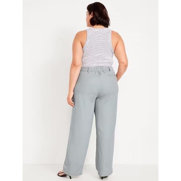 NEW Old Navy Linen Taylor Wide-Leg Trouser Pants Silver Sage XL - Picture 9 of 10